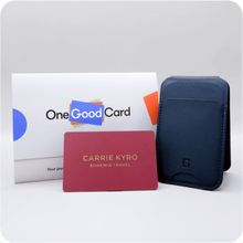 Load image into Gallery viewer, The Essentials bundle - consisting of One Good Card (NFC Business Card) and Duo-Flip MagSafe Card Holder
