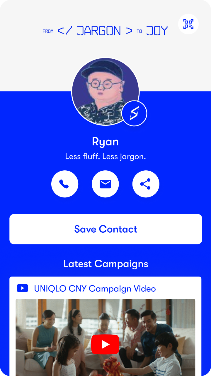 Section digital business card profile