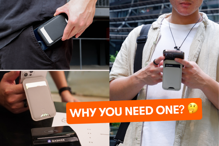 A man holding a magsafe wallet