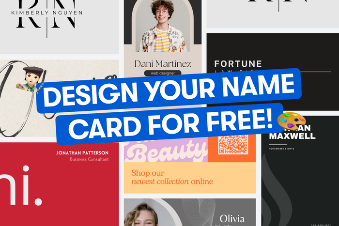 A collage of custom name cards