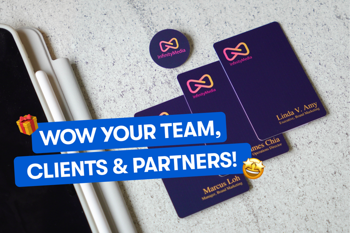 A set of 3 digital business card placed together on a table