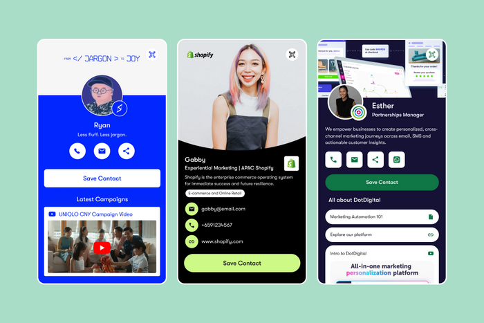 Digital Business Card tapping on phone