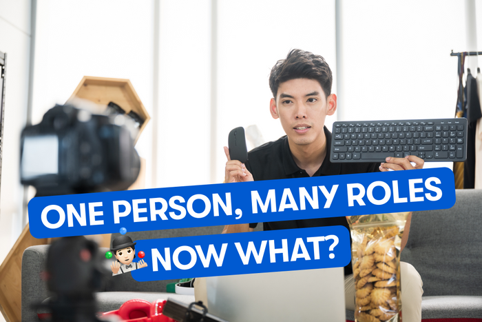 A young man vlogger working on online marketing