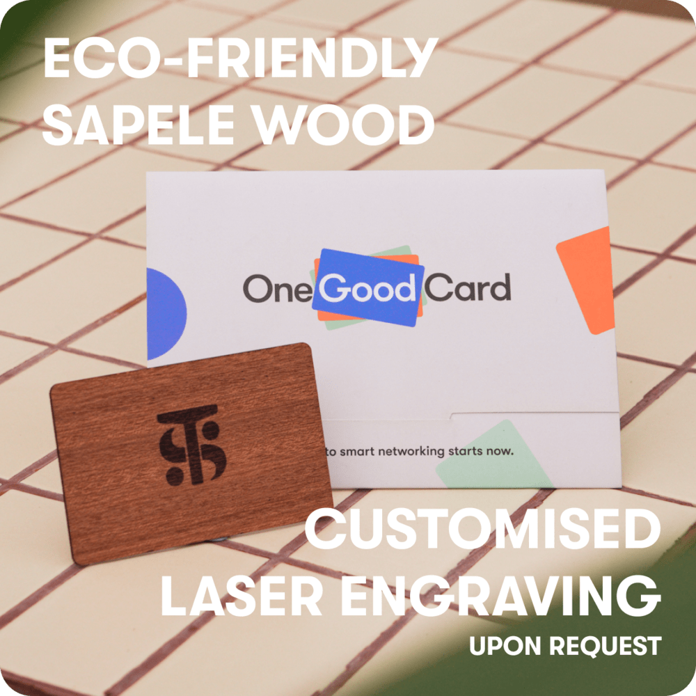 One Good Card: Smart Digital Name Card (Walnut) - Personalised Near Field Communication (NFC) Digital Business Cards designs.