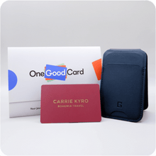 Load image into Gallery viewer, The Essentials bundle - consisting of One Good Card (NFC Business Card) and Duo-Flip MagSafe Card Holder
