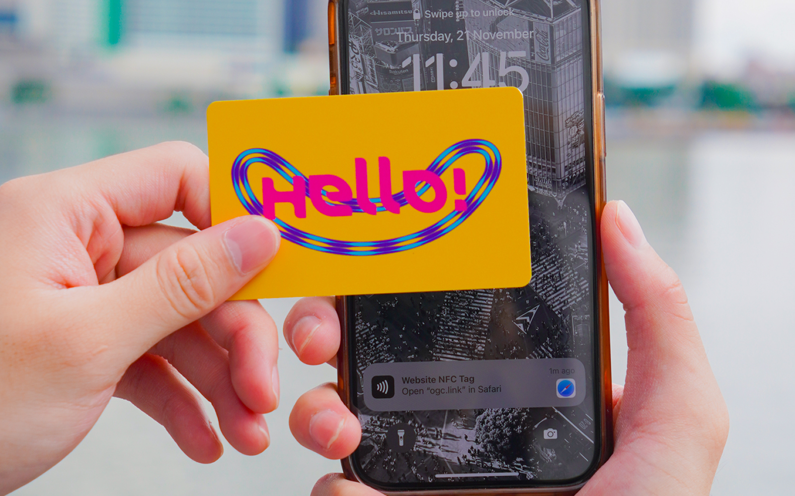 Personalised One Good Card NFC business cards printed with individual names for employees and events