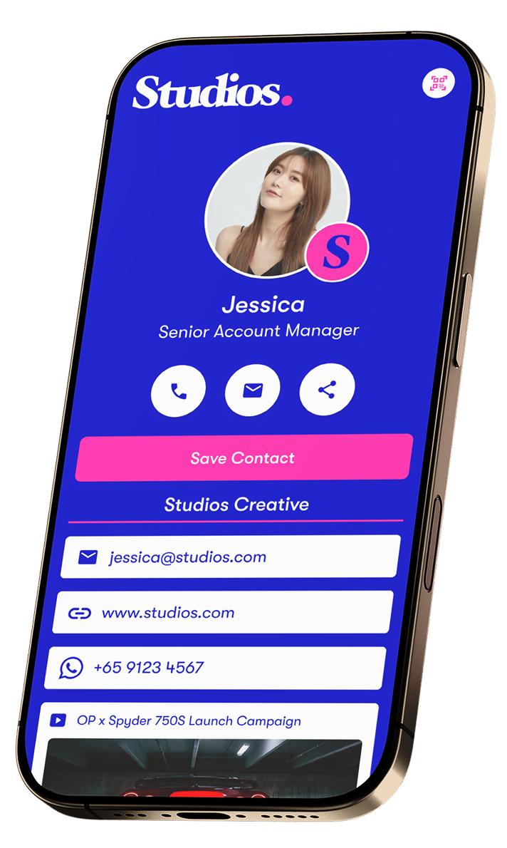 One Good Card digital business card profile displayed on a smartphone