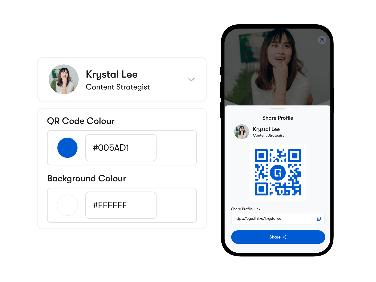 Custom branded QR code with embedded logo and short link