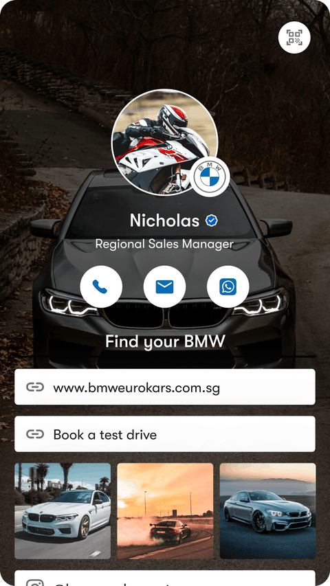 BMW digital business card profile