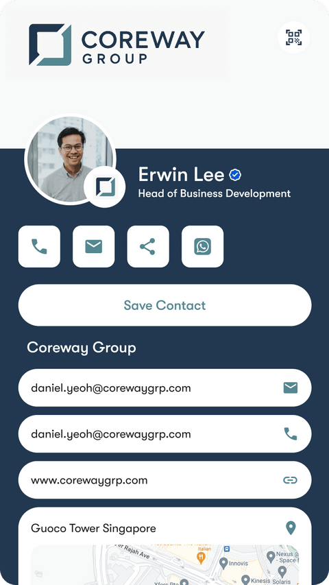 Coreway digital business card profile