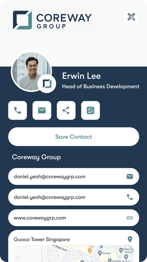 Coreway digital business card profile