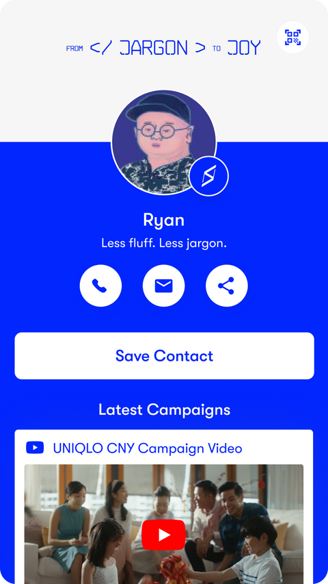 Section digital business card profile