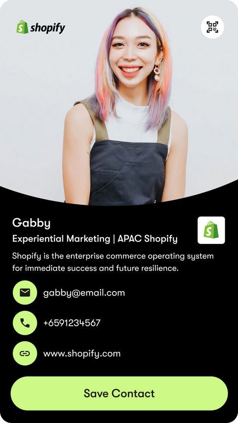 Shopify digital business card profile